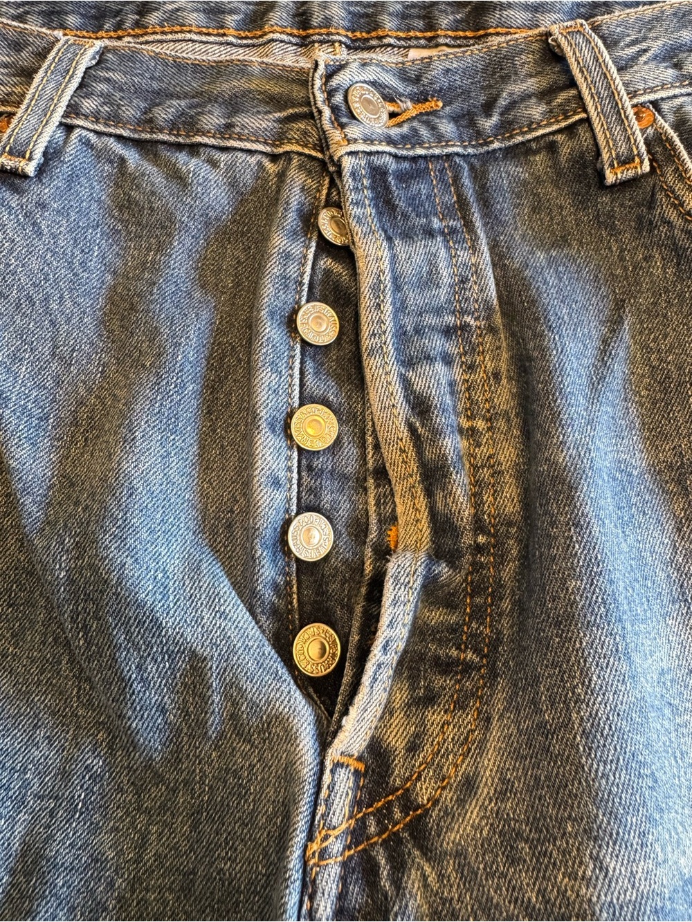 Levi's High-Rise Button-Fly Jeans in Blue Denim 38x34